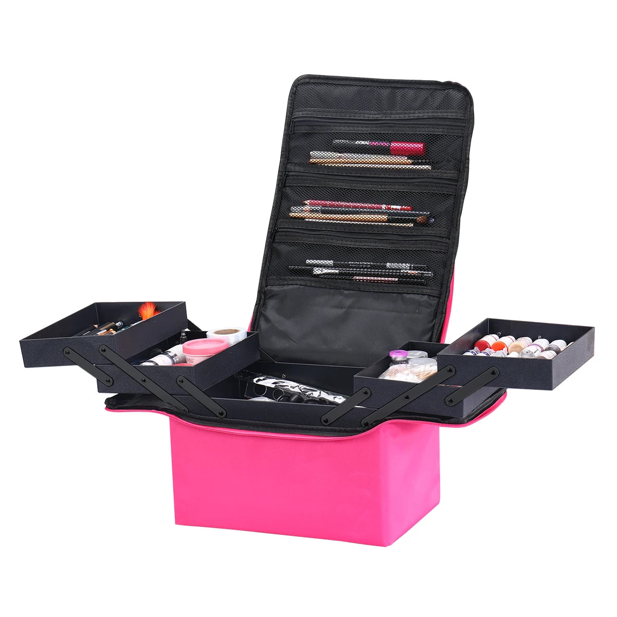 4-Tier Professional Cosmetic Case | Makeup Organizer Pink