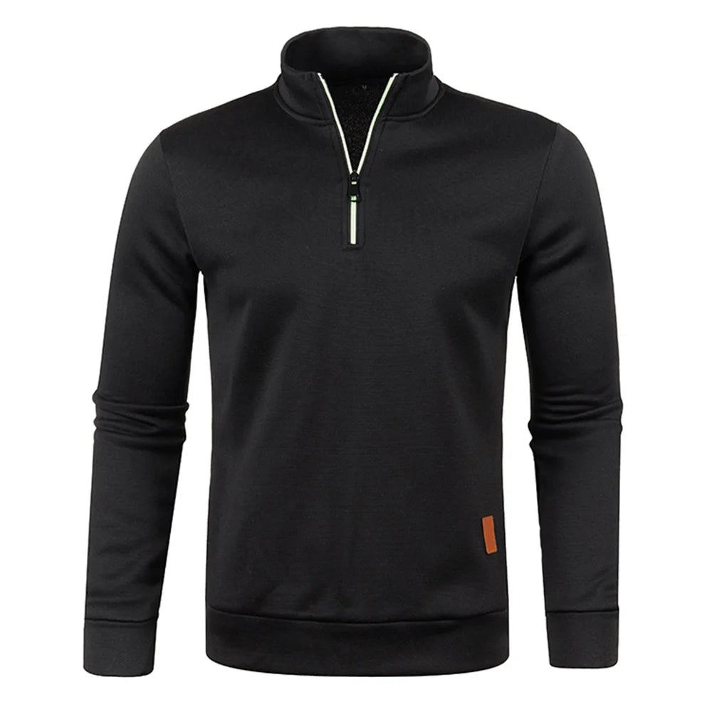 Casual Semi-Zip Men's Jumper Black