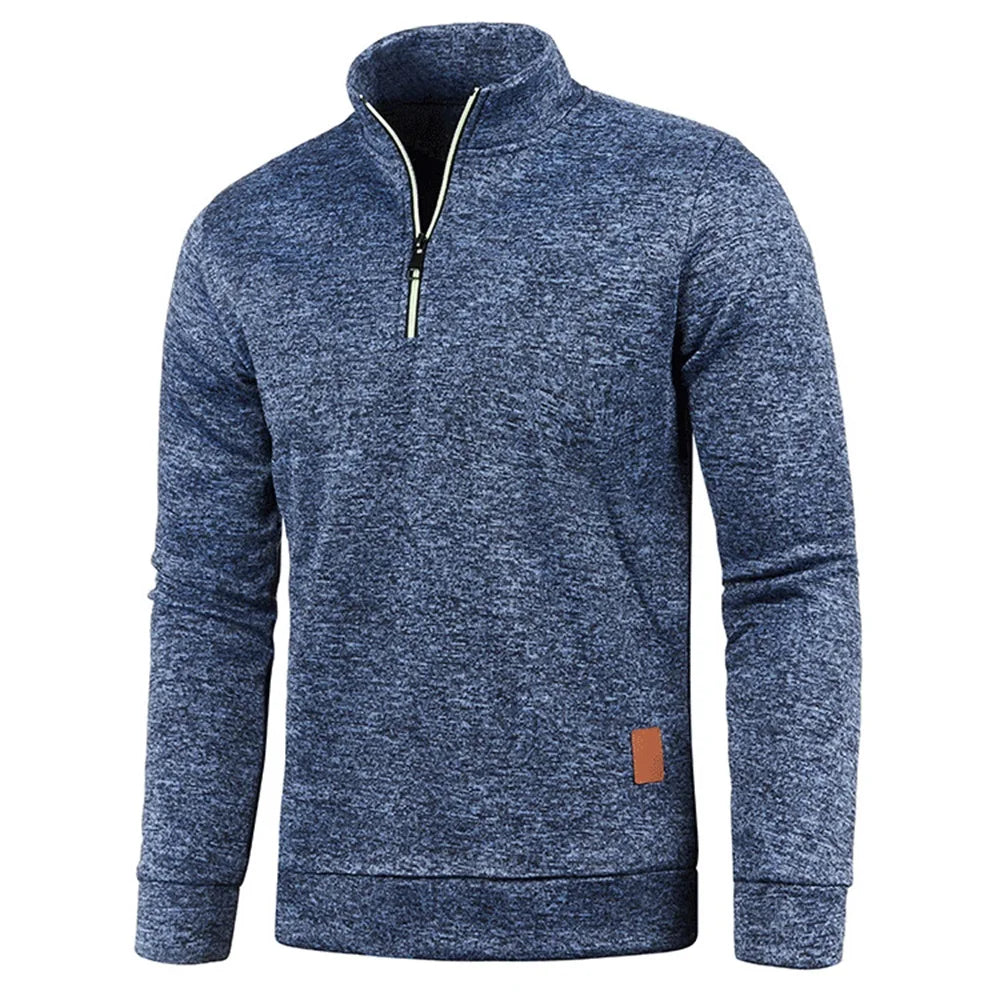 Casual Semi-Zip Men's Jumper Blue