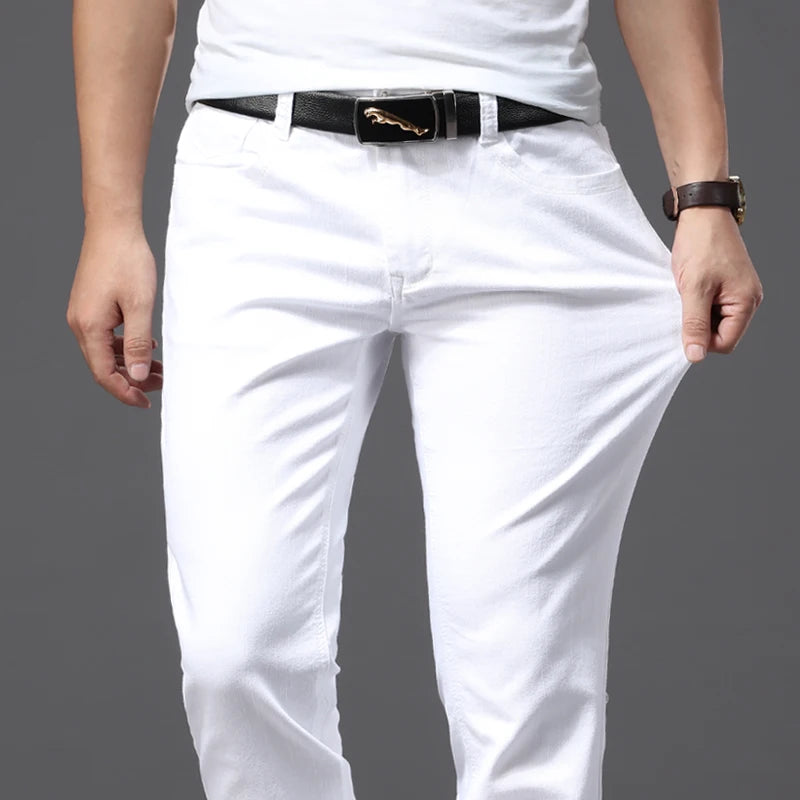 Classic White Stretchy Denim Men's Jeans