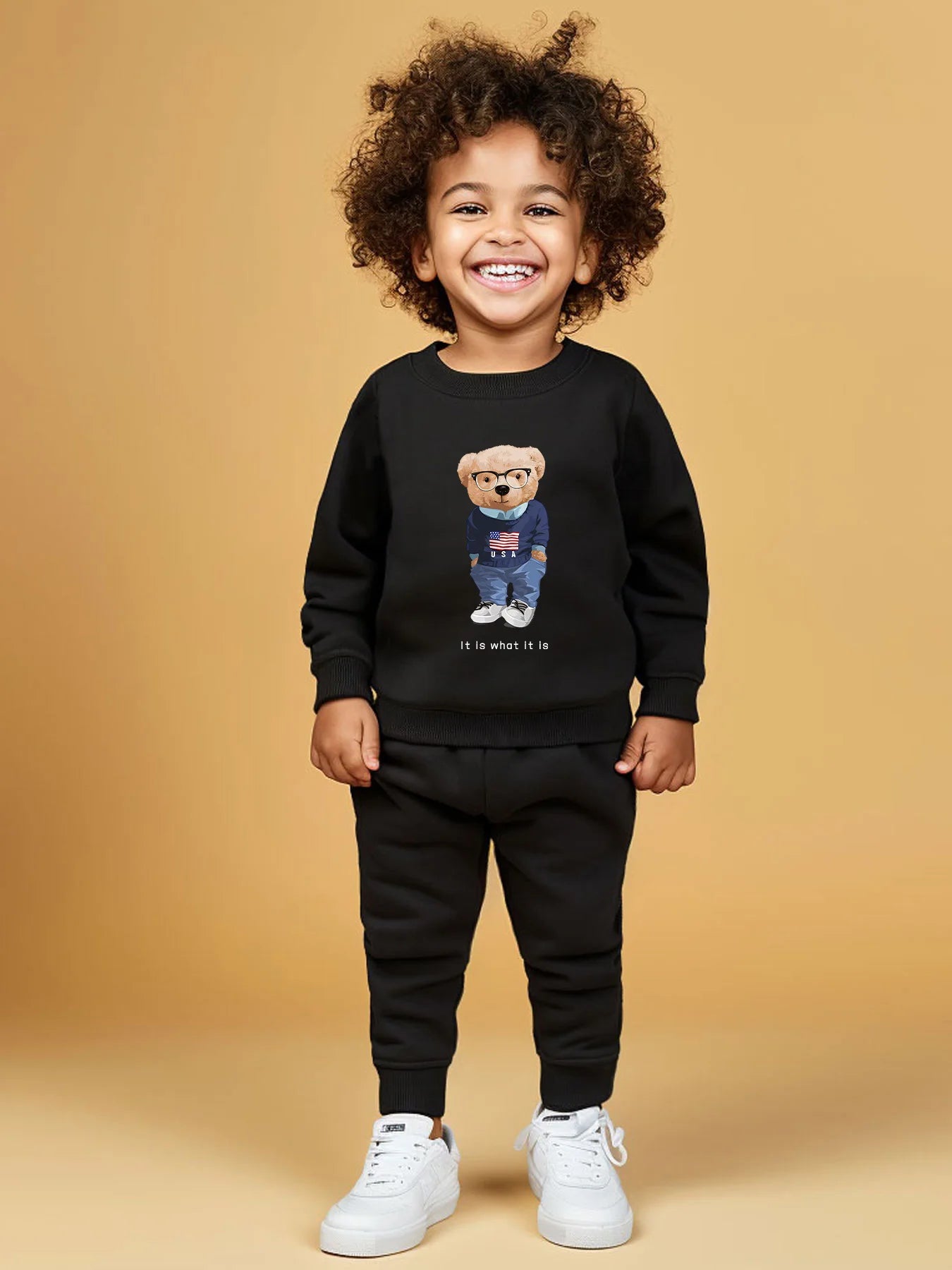 Clever Bear Two Piece Boys Tracksuit in Black