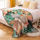 Exotic Boho Throw Blanket Tropical Leaves