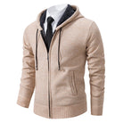 Men's Fleece Lined Hooded Cardigan Beige