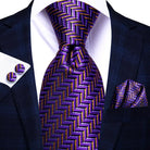 Men's Striped Silk Tie Set Purple 