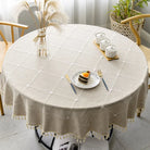 Modern Stylish Round Tablecloth Tassels Brown