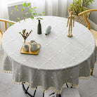 Modern Stylish Round Tablecloth Tassels Grey