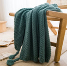 Nordic Cozy Knit Throw Blanket in Turquoise