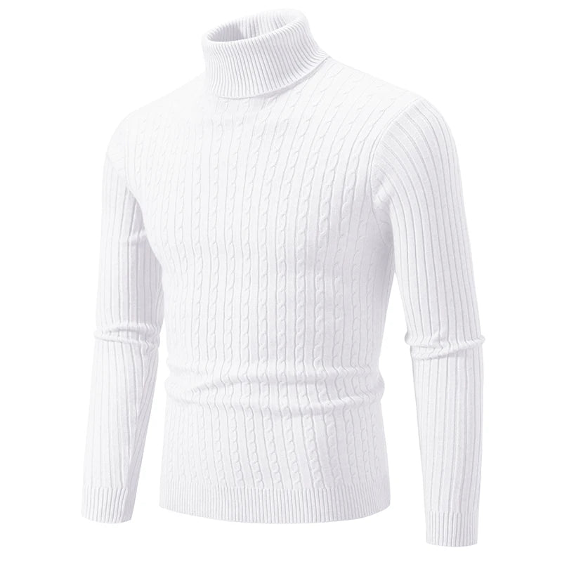 Polo Neck Men's Jumper White