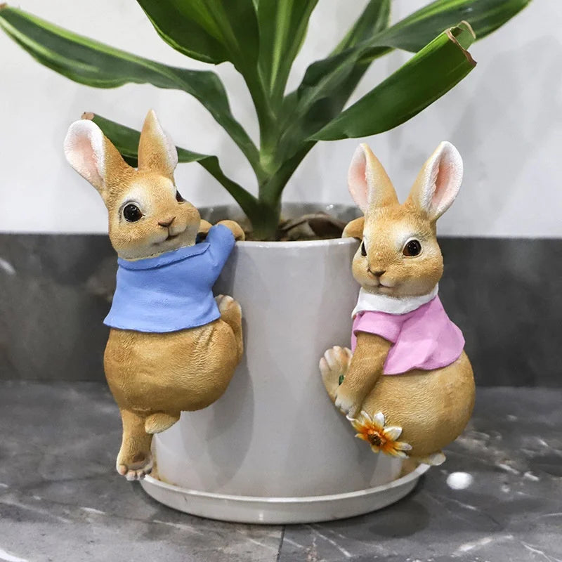 Adorable Outdoor Bunny Sculpture (Boy and Girl)