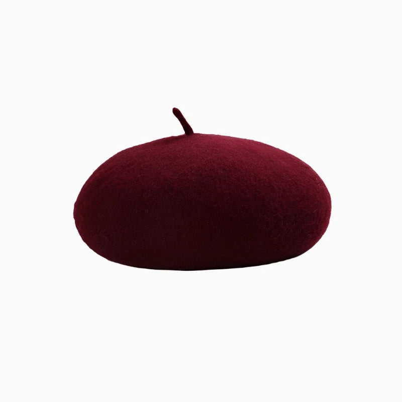 Wine Red French Beret Artist Wool Beanie