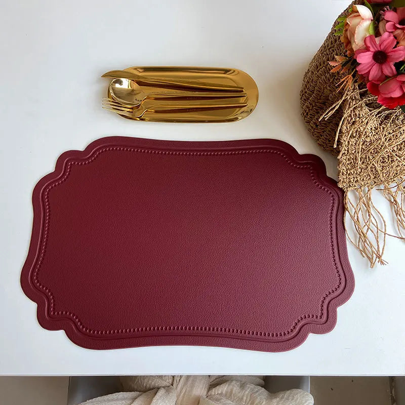 Scalloped Frame Table Placemat Burgundy