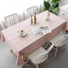 Scandinavian Stripe Tassel Tablecloth Pink