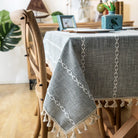 Scandinavian Stripe Tassel Tablecloth Blue