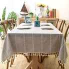 Scandinavian Stripe Tassel Tablecloth Brown