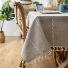 Scandinavian Stripe Tassel Tablecloth Brown