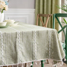 Scandinavian Stripe Tassel Tablecloth Green