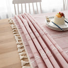 Scandinavian Stripe Tassel Tablecloth Pink