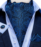 Men's Silk Cravat Set with Cufflinks and Pocket Square