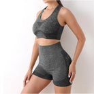 Seamless High-Waist Shorts Set Grey