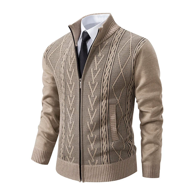 Smart Cashmere Padded Men's Cardigan Beige