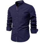 Standing Collar Men's Shirt Navy