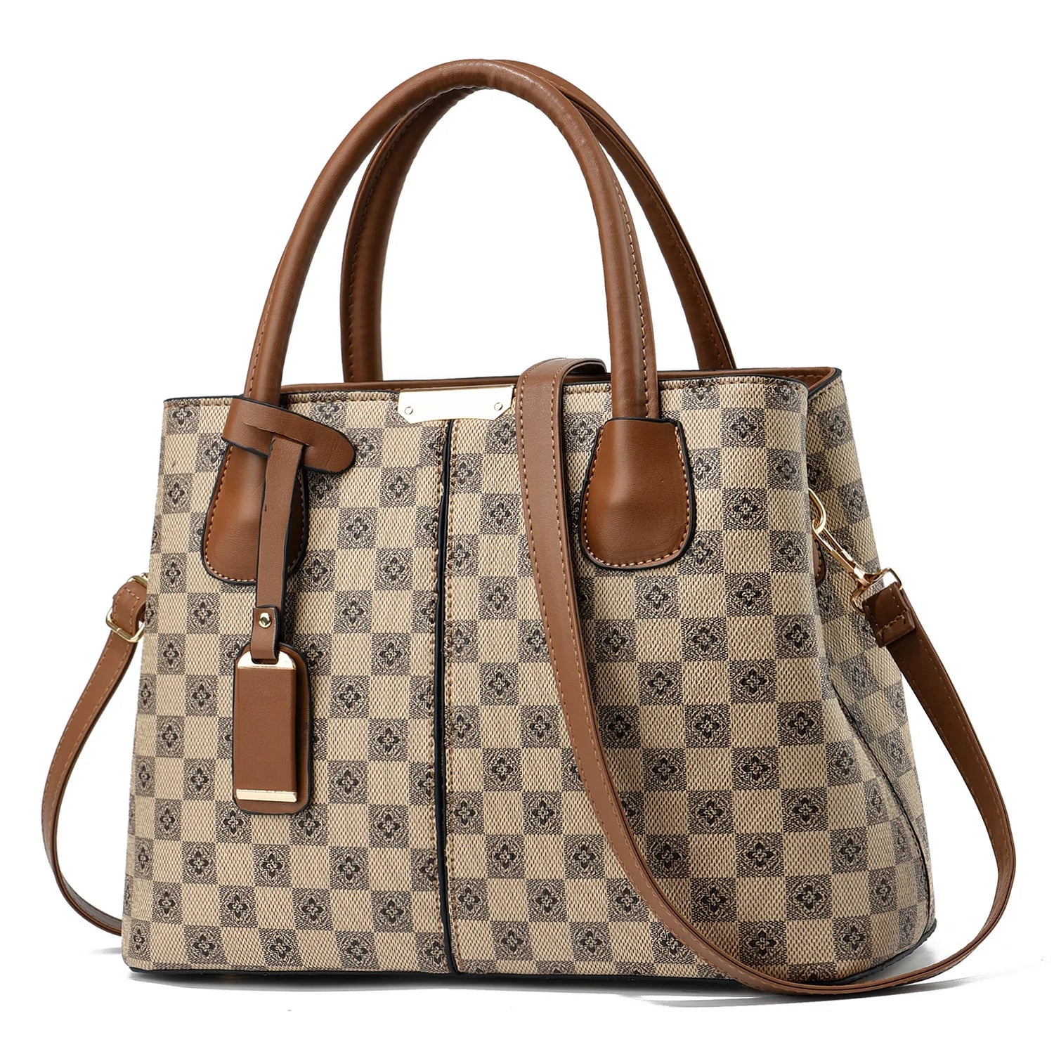 Stylish Plaid Women's Tote Handbag