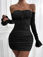 Sultry Pleated Party Dress - Black