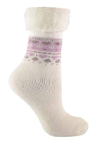 Turnover Top Wool Ladies Bed Socks Cream