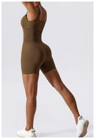 Women's Seamless Fitness Playsuit - Brown 2